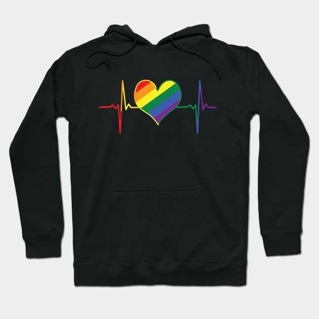 LGBT Pride Heartbeat Pulse Rainbow Hoodie by little.tunny